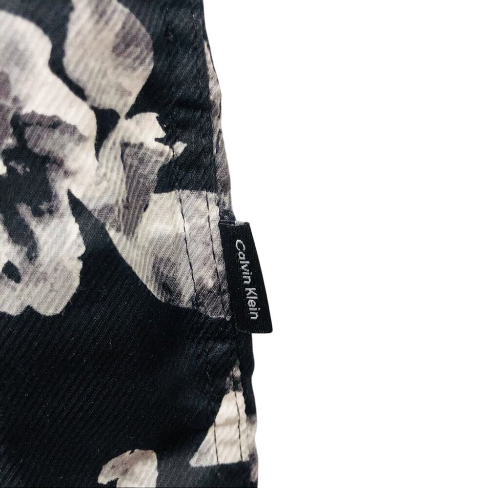 Men’s Calvin Klein black gray graphic floral print button front shirt - Picture 8 of 16